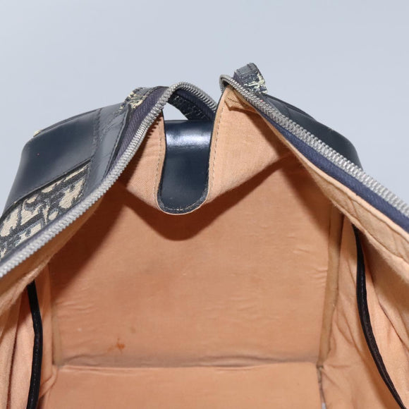 Christian Dior Trotter Canvas Boston Bag Navy Silver Auth 105821