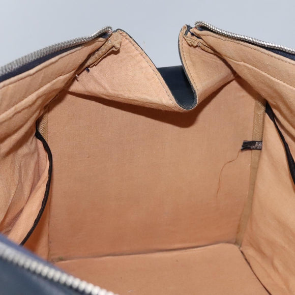 Christian Dior Trotter Canvas Boston Bag Navy Silver Auth 105821