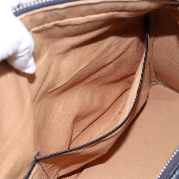 Christian Dior Trotter Canvas Boston Bag Navy Silver Auth 105821