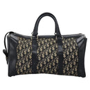 Christian Dior Trotter Canvas Boston Bag Navy Silver Auth 105821-2