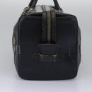 Christian Dior Trotter Canvas Boston Bag Navy Silver Auth 105821-3