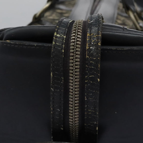 Christian Dior Trotter Canvas Boston Bag Navy Silver Auth 105821