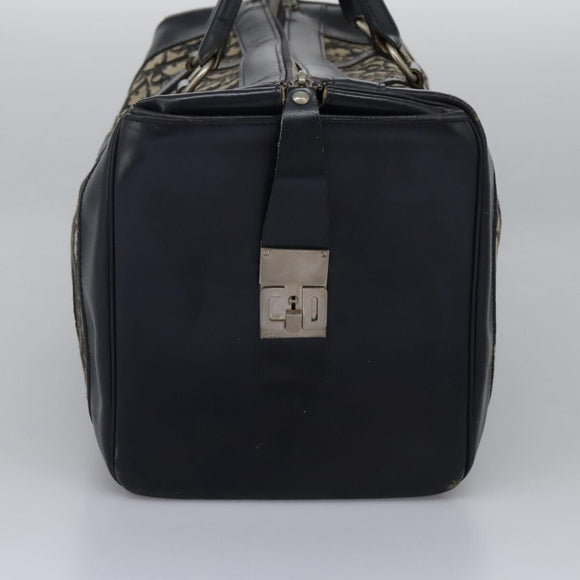 Christian Dior Trotter Canvas Boston Bag Navy Silver Auth 105821