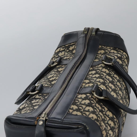 Christian Dior Trotter Canvas Boston Bag Navy Silver Auth 105821