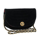 CHANEL Chain Shoulder Bag Suede Black CC Auth 105831-1
