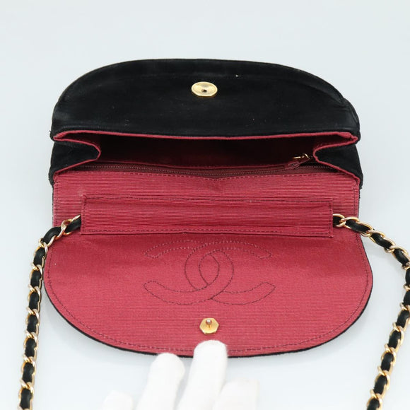CHANEL Chain Shoulder Bag Suede Black CC Auth 105831