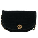 CHANEL Chain Shoulder Bag Suede Black CC Auth 105831-13