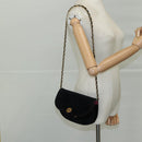 CHANEL Chain Shoulder Bag Suede Black CC Auth 105831-24