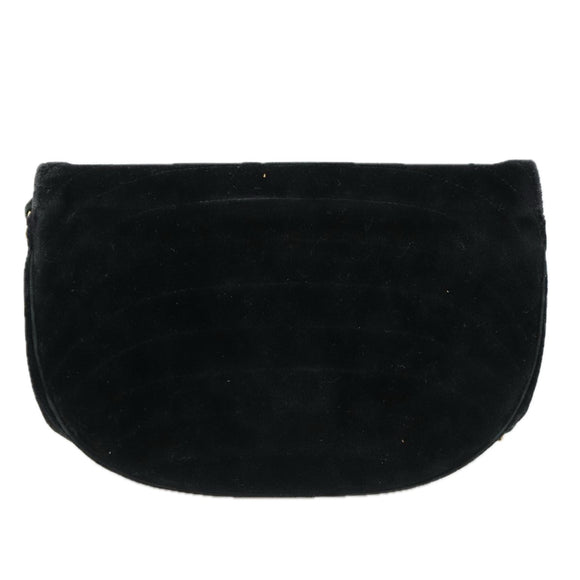 CHANEL Chain Shoulder Bag Suede Black CC Auth 105831