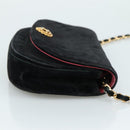 CHANEL Chain Shoulder Bag Suede Black CC Auth 105831-3