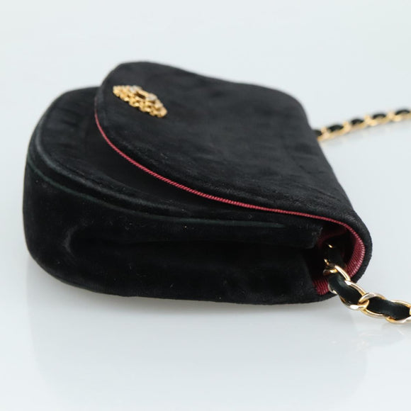 CHANEL Chain Shoulder Bag Suede Black CC Auth 105831