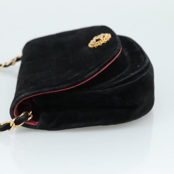 CHANEL Chain Shoulder Bag Suede Black CC Auth 105831