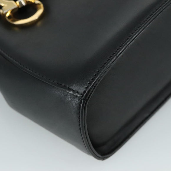 Salvatore Ferragamo Gancini Hand Bag Leather 2way Black Auth 105843