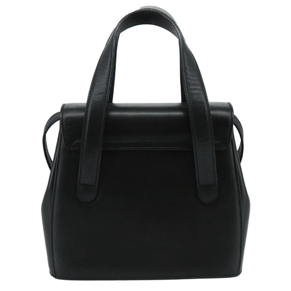 Salvatore Ferragamo Gancini Hand Bag Leather 2way Black Auth 105843