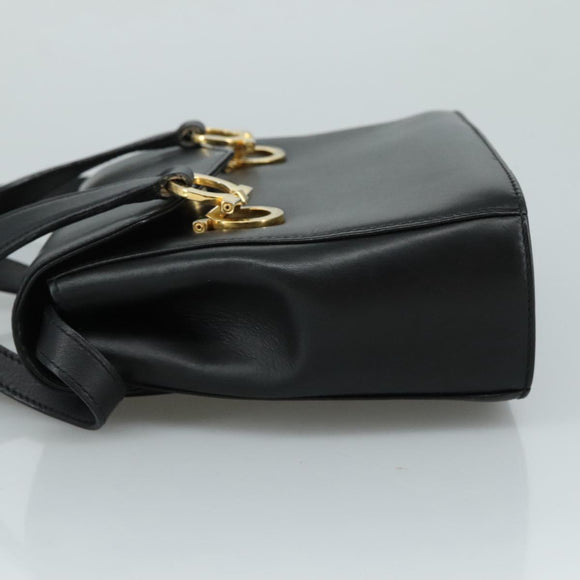 Salvatore Ferragamo Gancini Hand Bag Leather 2way Black Auth 105843