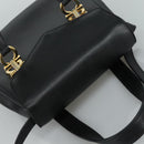 Salvatore Ferragamo Gancini Hand Bag Leather 2way Black Auth 105843-6