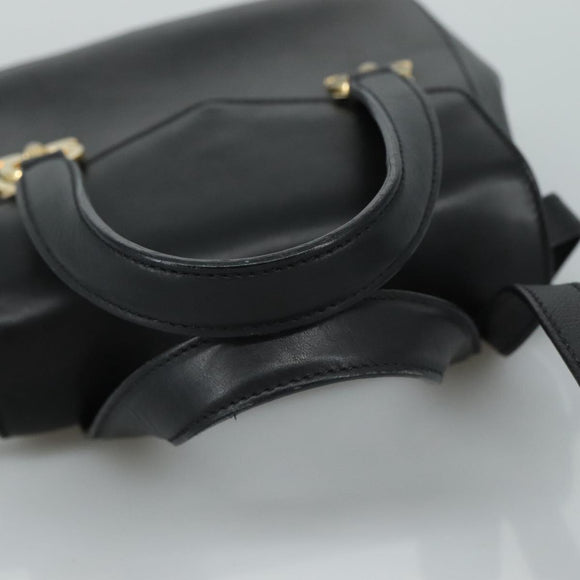 Salvatore Ferragamo Gancini Hand Bag Leather 2way Black Auth 105843