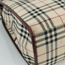 BURBERRY Nova Check Tote Bag Canvas Leather 2way Beige Brown Silver Auth 105869-14
