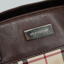 BURBERRY Nova Check Tote Bag Canvas Leather 2way Beige Brown Silver Auth 105869-10