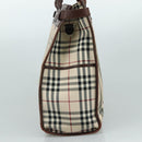 BURBERRY Nova Check Tote Bag Canvas Leather 2way Beige Brown Silver Auth 105869-4