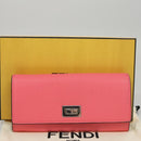 FENDI Peek A Boo Long Wallet Leather Pink 8M0427 Auth 105907V-12