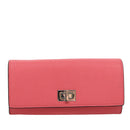 FENDI Peek A Boo Long Wallet Leather Pink 8M0427 Auth 105907V-13
