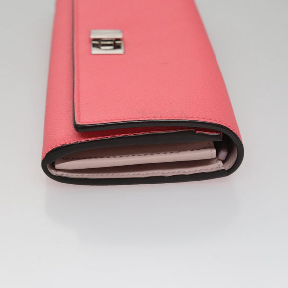 FENDI Peek A Boo Long Wallet Leather Pink 8M0427 Auth 105907V