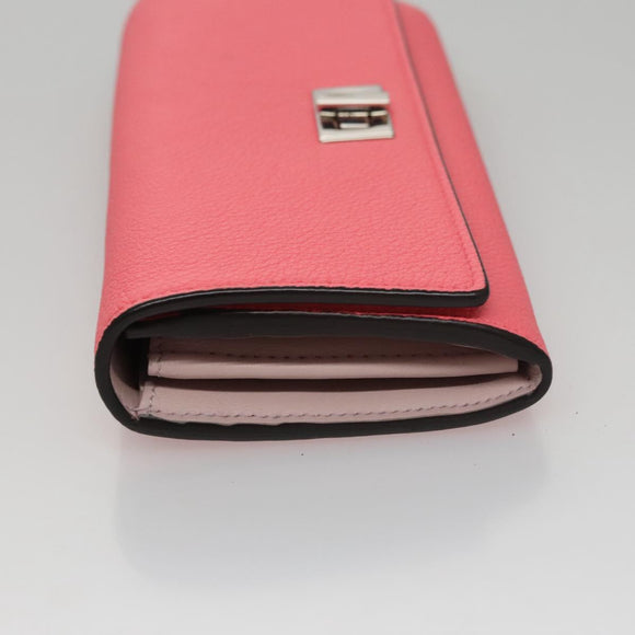 FENDI Peek A Boo Long Wallet Leather Pink 8M0427 Auth 105907V