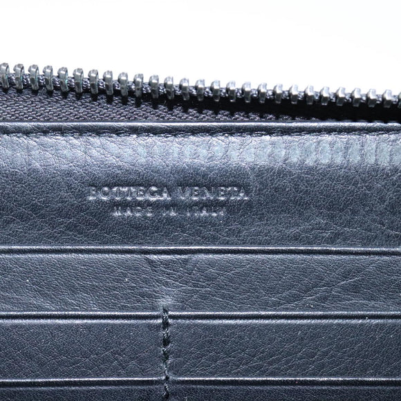 BOTTEGA VENETA INTRECCIATO Long Wallet Leather Black Auth 105910