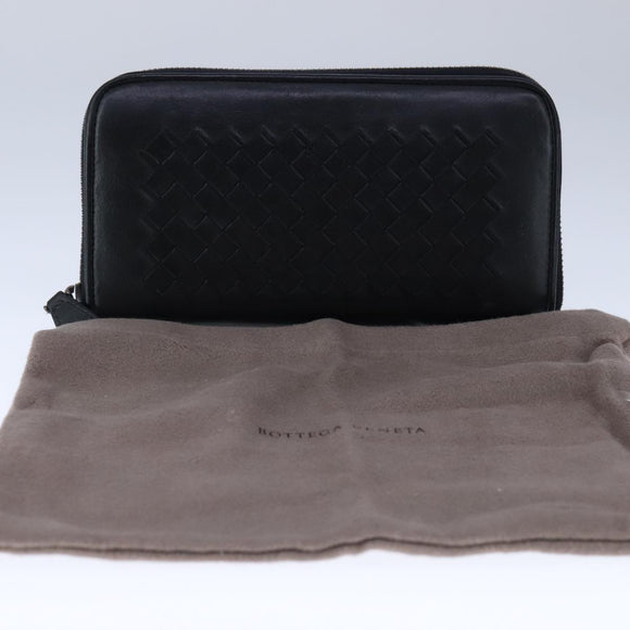 BOTTEGA VENETA INTRECCIATO Long Wallet Leather Black Auth 105910