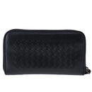 BOTTEGA VENETA INTRECCIATO Long Wallet Leather Black Auth 105910-2