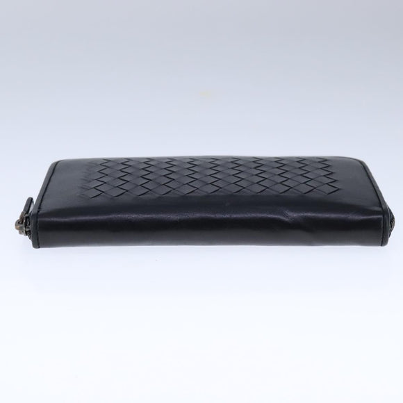 BOTTEGA VENETA INTRECCIATO Long Wallet Leather Black Auth 105910