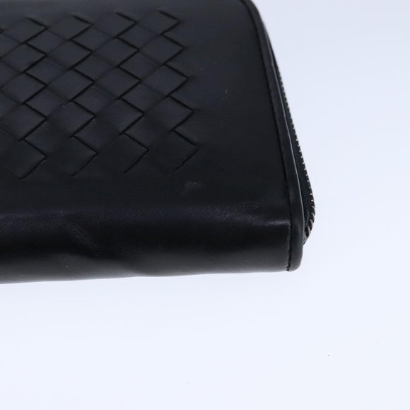 BOTTEGA VENETA INTRECCIATO Long Wallet Leather Black Auth 105910