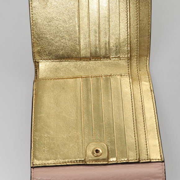 FENDI Peek A Boo Wallet Leather Pink Auth 105912V