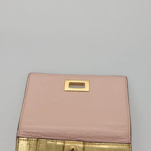 FENDI Peek A Boo Wallet Leather Pink Auth 105912V