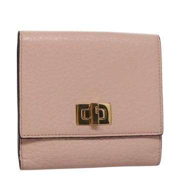 FENDI Peek A Boo Wallet Leather Pink Auth 105912V