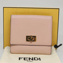 FENDI Peek A Boo Wallet Leather Pink Auth 105912V-12