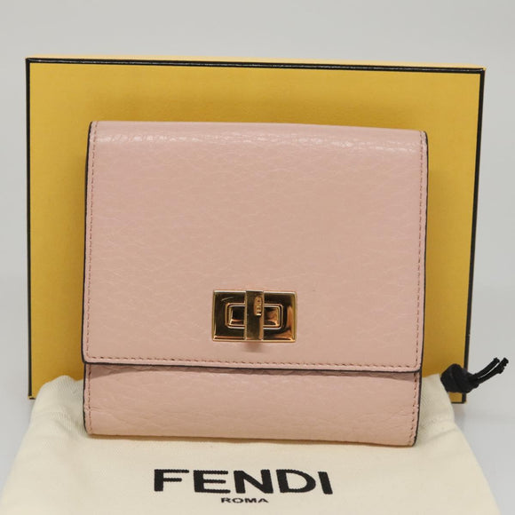 FENDI Peek A Boo Wallet Leather Pink Auth 105912V