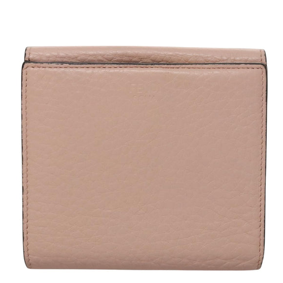 FENDI Peek A Boo Wallet Leather Pink Auth 105912V