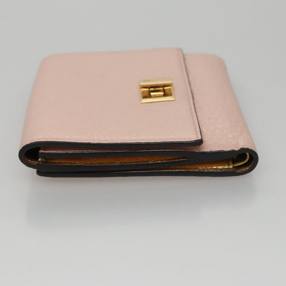 FENDI Peek A Boo Wallet Leather Pink Auth 105912V