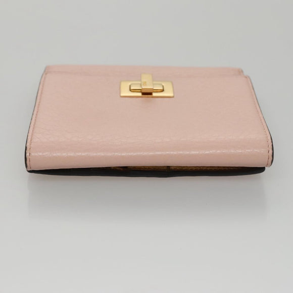 FENDI Peek A Boo Wallet Leather Pink Auth 105912V