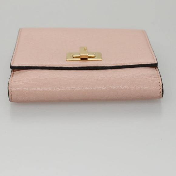 FENDI Peek A Boo Wallet Leather Pink Auth 105912V