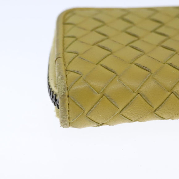 BOTTEGA VENETA INTRECCIATO Coin Purse Leather Yellow Auth 105913