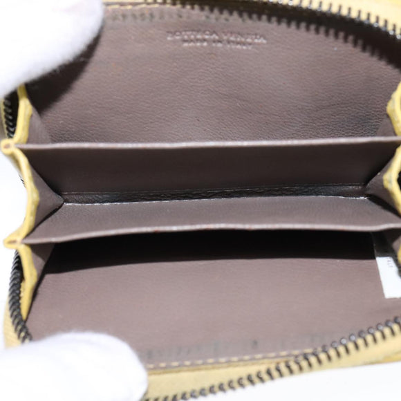 BOTTEGA VENETA INTRECCIATO Coin Purse Leather Yellow Auth 105913