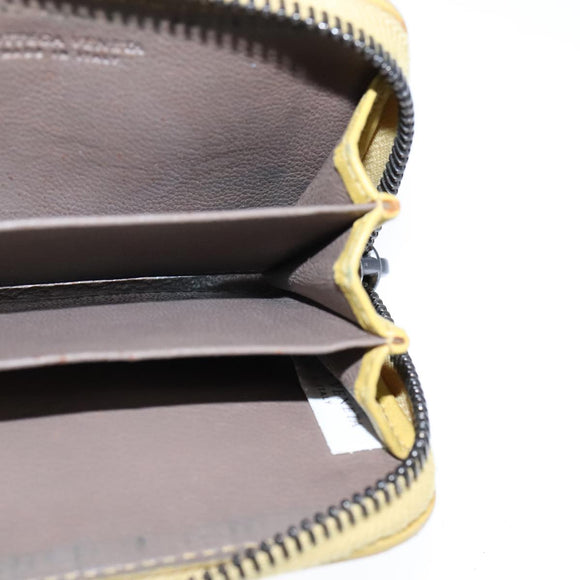 BOTTEGA VENETA INTRECCIATO Coin Purse Leather Yellow Auth 105913