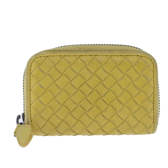 BOTTEGA VENETA INTRECCIATO Coin Purse Leather Yellow Auth 105913