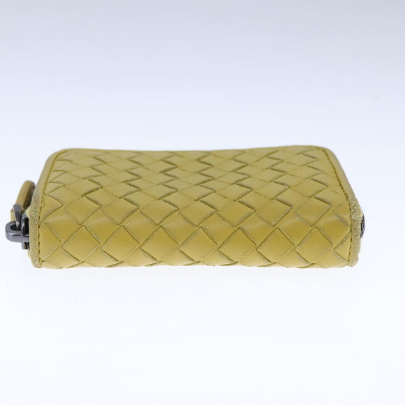 BOTTEGA VENETA INTRECCIATO Coin Purse Leather Yellow Auth 105913