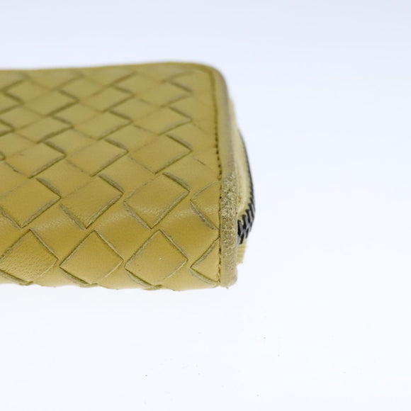 BOTTEGA VENETA INTRECCIATO Coin Purse Leather Yellow Auth 105913
