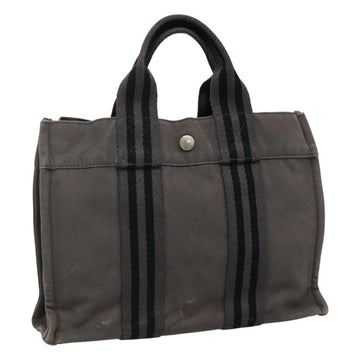 HERMES Fourre Tout PM Tote Bag Canvas Gray Auth 105922