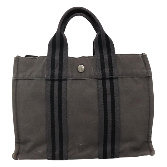 HERMES Fourre Tout PM Tote Bag Canvas Gray Auth 105922